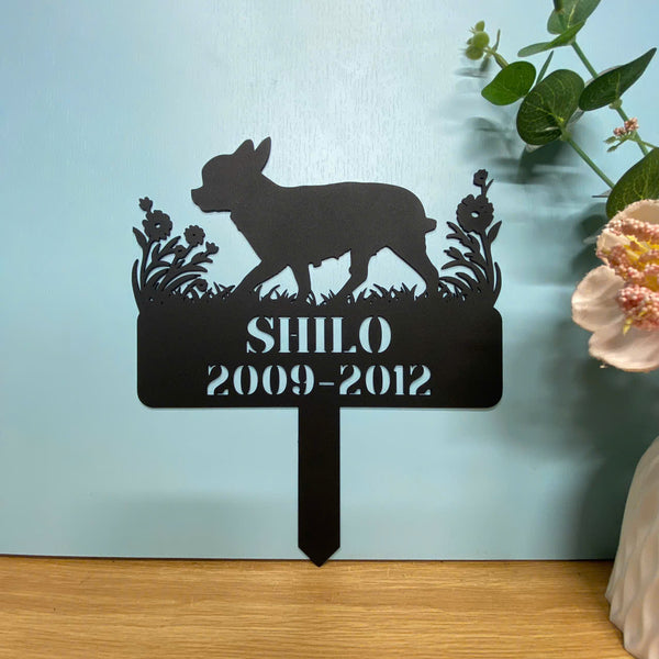 Personalized Chihuahua Memorial Metal Stake, Chihuahua Metal Grave Marker, Dog Loss Metal Sympathy Sign, Metal Dog Cemetery Stake, Remembrance Stake