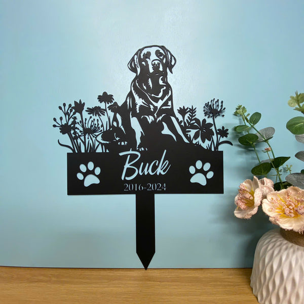 Personalized Labrador Dog Memorial Garden Stake, Custom Dog Metal Grave Marker, Pet Loss Remembrance Stake, Sympathy Metal Sign, Dog Metal Yard Sign