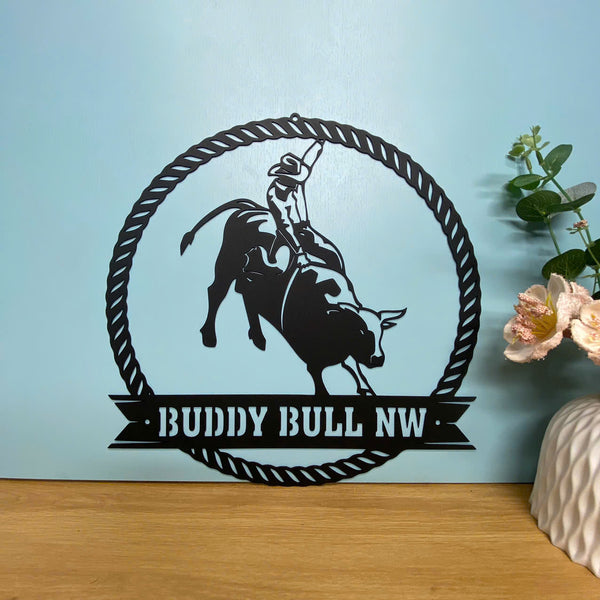 Custom Bull Rider Metal Sign Wall Art, Personalized Rodeo Bull Rider Name Sign, Western Cowboy Bull Riders Metal Wall Sign, Rodeo Cowboy Metal Sign
