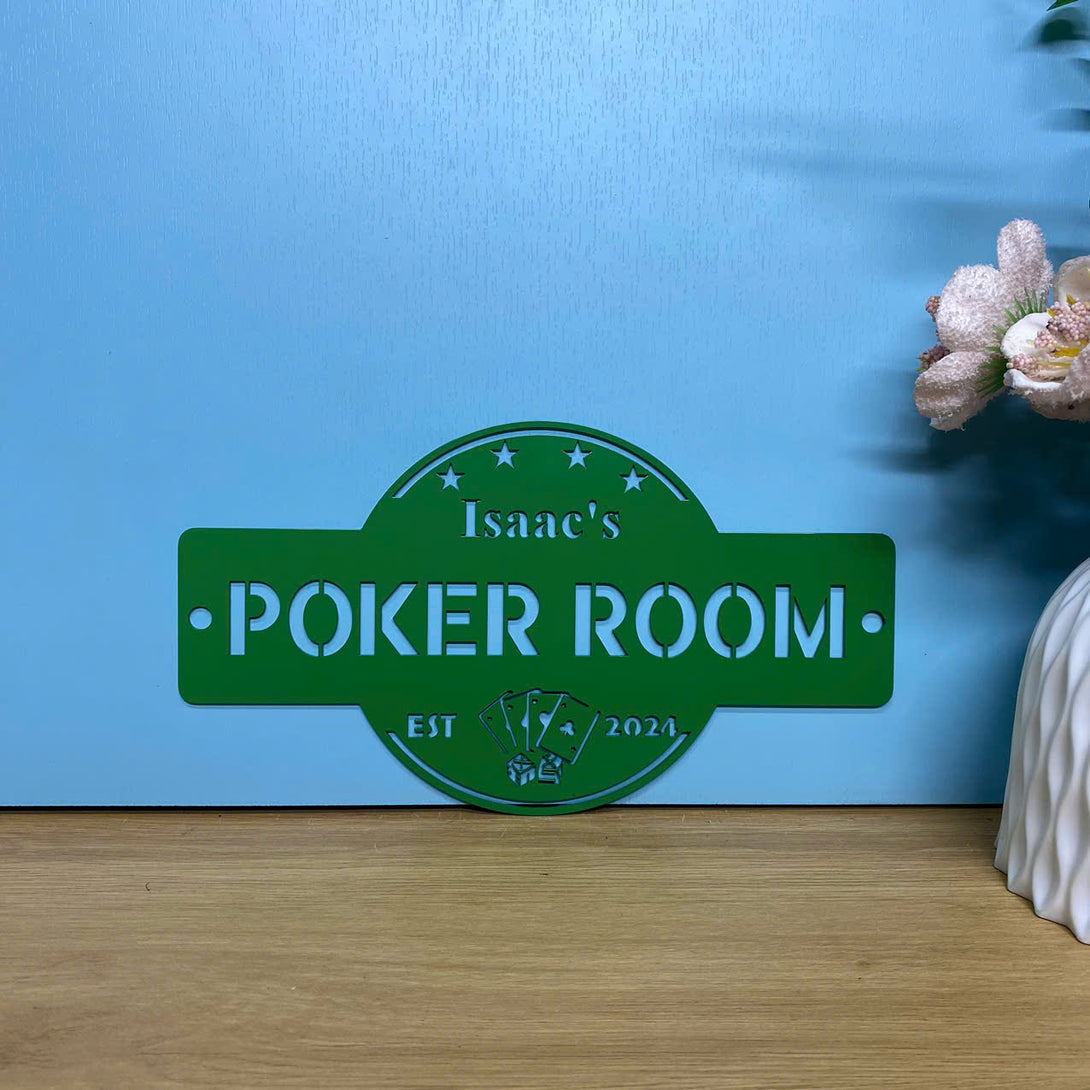 Custom Poker Room Metal Wall Hanging Sign, Personalized Casino Club Metal Sign, Poker Game Zone Metal Wall Decor, Gamer Name Poker Room Metal Sign