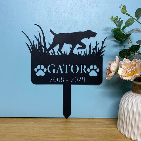 Custom Metal German Shorthaired Pointer Dog Memorial Stake, Personalized Dog Loss Metal Garden Stake, Hunting Dog Metal Grave Marker