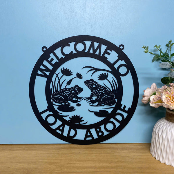 Custom Toad Pond Monogram Metal Wall Art, Personalized Frog Pond Lake House Metal Sign, Metal Toad Wall Hanging Sign,frog Metal Name Sign Garden Decor