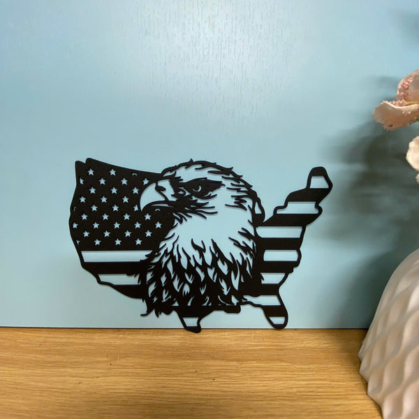 American Flag With Eagle Metal Wall Art, Patriotic Eagle Usa Map Metal Sign, American Flag Eagle Metal Wall Hanging Sign, Usa Eagle Metal Home Decor