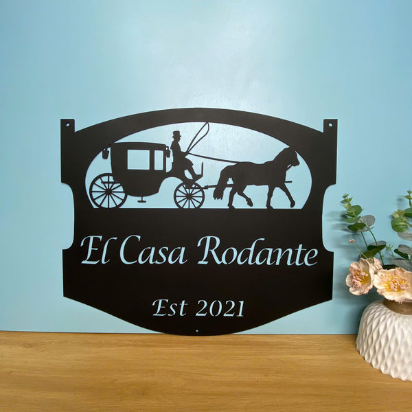 Personalized Horse Carriage Metal Wall Art, Custom Horse And Carriage Metal Sign, Retro City Poster, Horse Drawn Carriage Metal Wal Hanging Decor