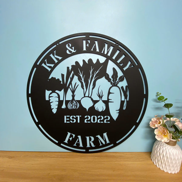 Personalized Organic Vegetables Metal Farm Sign, Custom Metal Farm Name Sign, Custom Vegetable Garden Sign, Welcome Farm Metal Sign