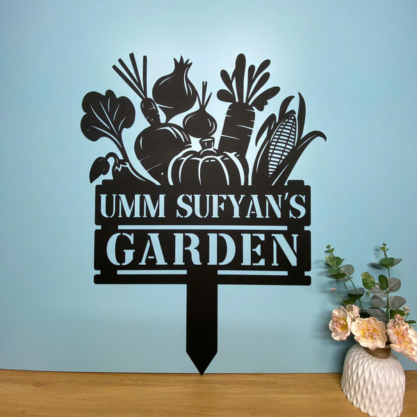 Personalized Vegetables Garden Metal Stake, Custom Gardening Metal Yard Sign, Custom Name Gardener Metal Stake, Homegrown Metal Garden Sign