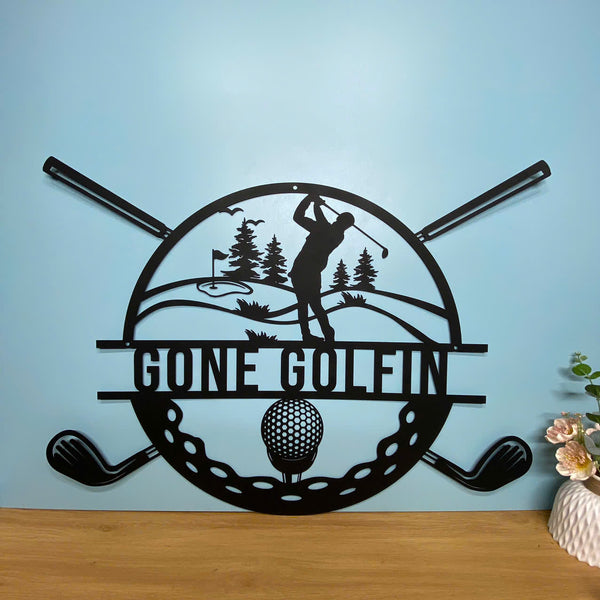 Custom Golfing Metal Wall Art, Personalized Golfer Metal Name Sign, Golf Playground Metal Sign Decor, 19th Hole Golf Club Monogram Metal Sign