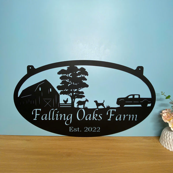 Personalized Goat Farmhouse Metal Name Sign, Custom Family Name Metal Farm Sign, Custom Metal Farm Animal Sign, Mountain Cabin Farmhouse Metal Sign