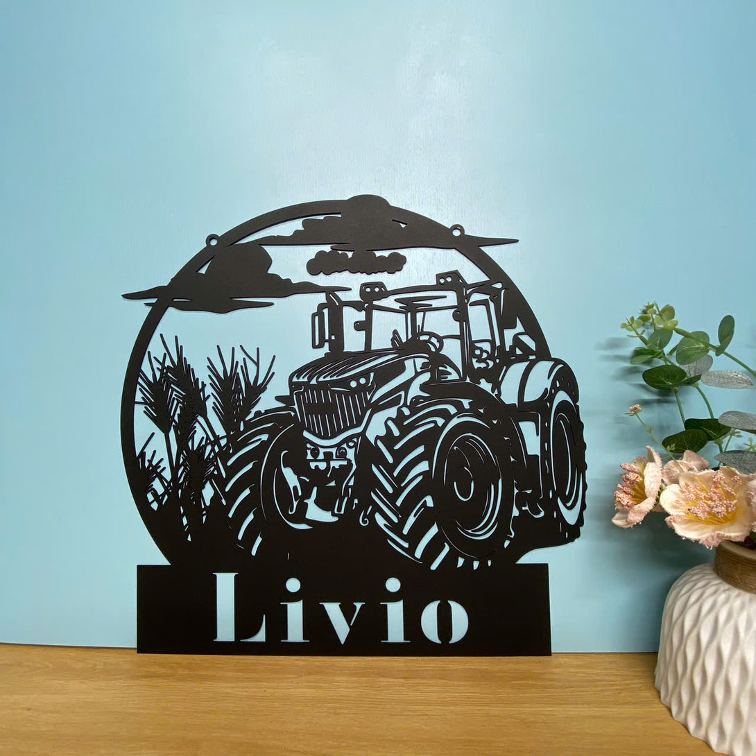 Personalized Farm Tractor Monogram Metal Sign, Custom Tractor Driver Name Metal Sign, Large Tractor Metal Farm Sign, Farm Truck Metal Farmhouse Sign