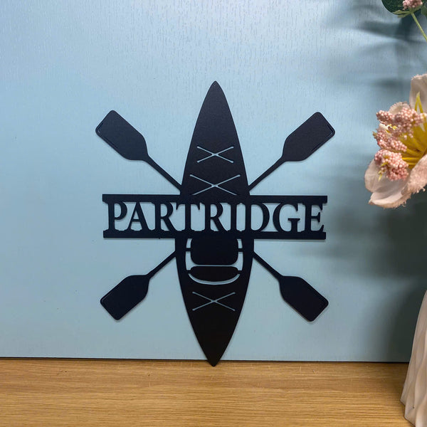 Custom Kayak Metal Wall Art, Personalized Kayak Lakelife Metal Name Sign, Kayak Sailing Monogram Metal Wall Sign, Lake House Metal Wall Decor