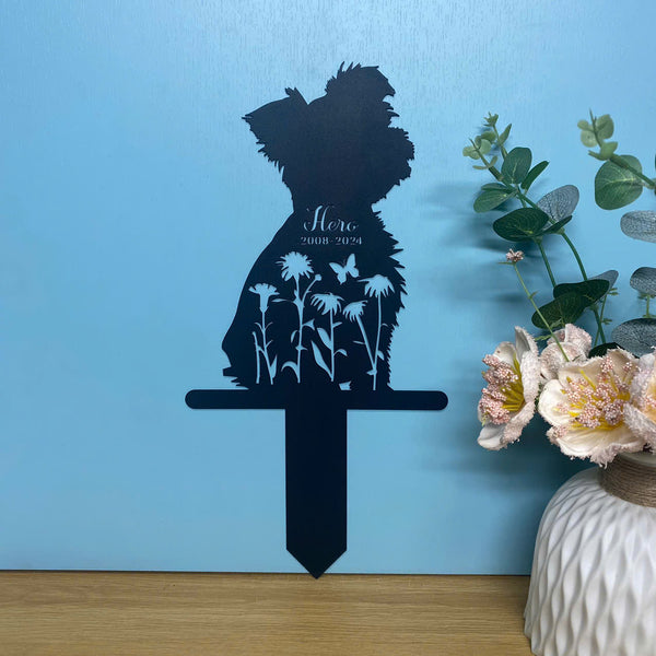 Personalized Yorkie Dog Memorial Garden Stake, Custom Dog Memorial Metal Grave Marker, Pet Loss Remembrance Stake, Yorkie Dog Lovers Metal Yard Sign