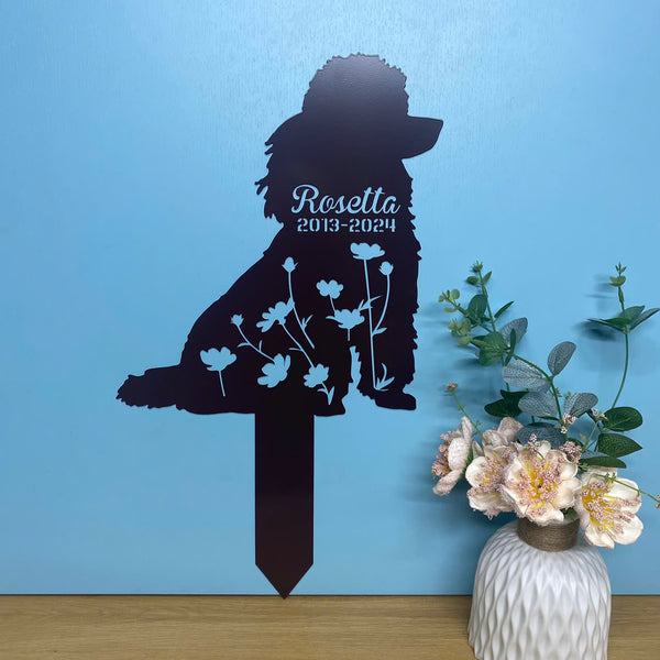 Personalized Poodle Dog Memorial Stake, Flower Dog Metal Garden Stake, Pet Loss Grave Marker, Dog Metal Remembrance Stake, Dog Loss Metal Garden Decor