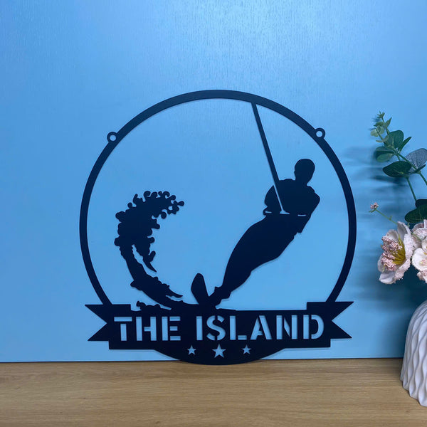 Personalized Water Skiing Metal Wall Art, Custom Name Wakeboarding Metal Sign Home Decor, Water-ski Sport Metal Sign, Water Skiing Metal Wall Hanging