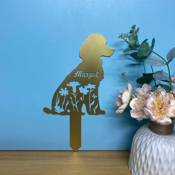 Personalized Poodle Dog Memorial Stake, Custom Floral Dog Metal Garden Stake, Pet Loss Grave Marker Metal Garden Decor, Dog Metal Remembrance Stake
