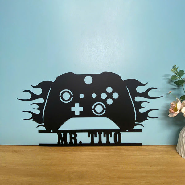 Personalized Video Game Controller Metal Wall Art, Custom Gamer Metal Name Sign, Game Room Metal Wall Hanging, Game Zone Kids Room Metal Wall Decor