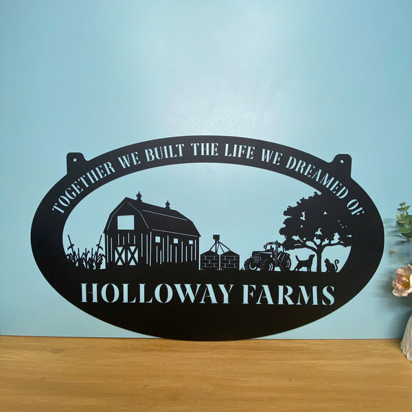 Custom Farmhouse Metal Wall Art, Personalized Family Name Metal Farm Sign, Cattle Farm Metal Entrance Sign, Farm Barn Ranch Metal Wall Decor