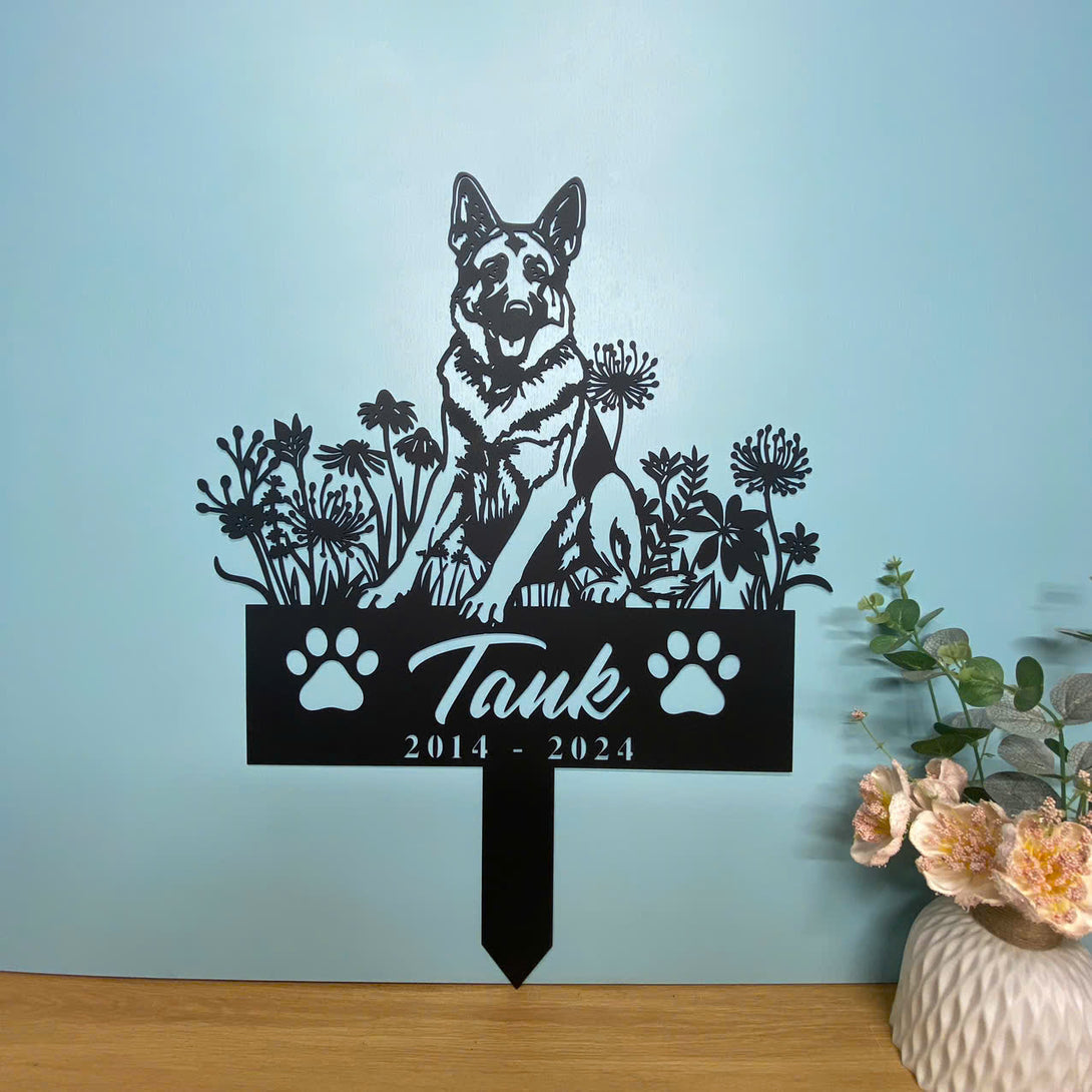 Personalized German Shepherd Dog Memorial Garden Stake, In Loving Memory Of Dog Metal Grave Marker, Pet Loss Remembrance Stake, Dog Metal Yard Sign
