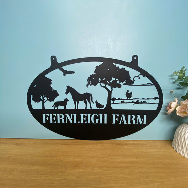 Custom Farmhouse Metal Sign, Personalized Family Name Metal Farm Sign, Poultry Cattle Farm Animal Metal Sign, Tractor Barn Ranch Metal Sign Decor