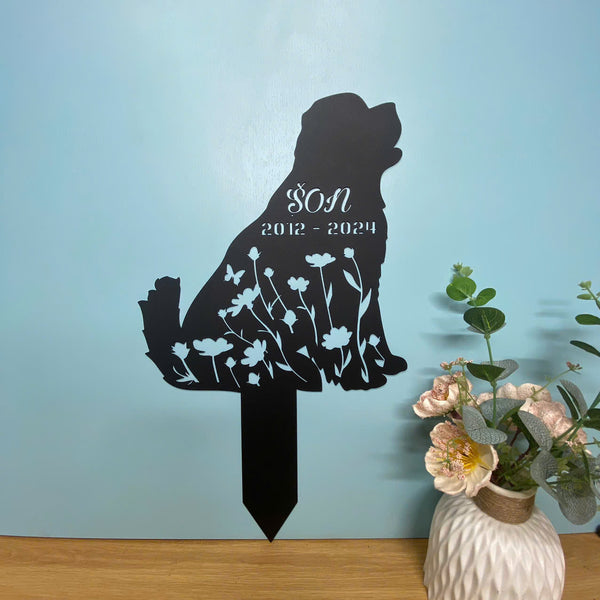 Personalized Newfoundland Dog Memorial Yard Stake, Custom Dog Metal Grave Marker, Pet Loss Remembrance Stake, Dog Sympathy Sign Metal Garden Decor