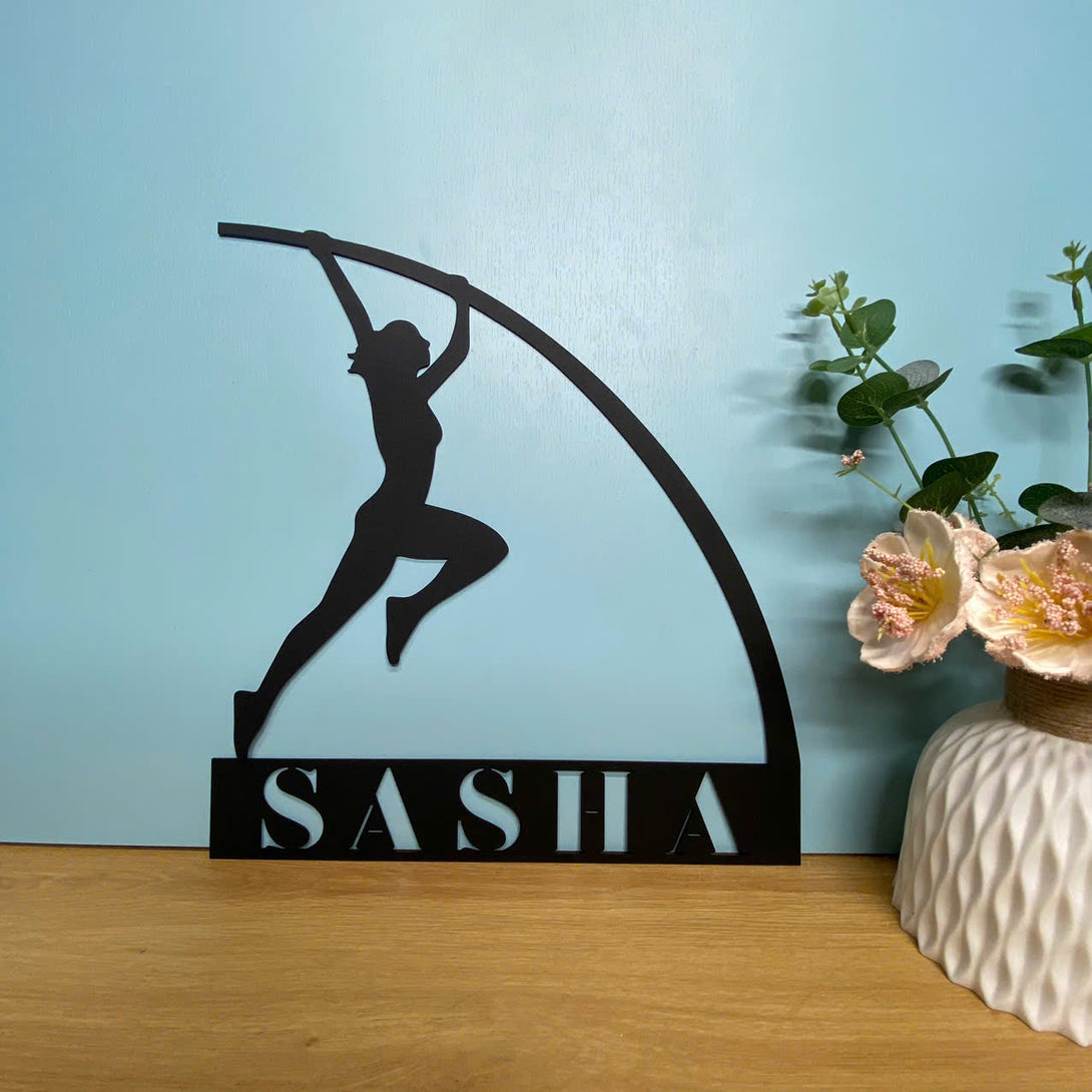 Personalized Female Pole Vault Sport Monogram Metal Wall Art, Custom Pole Vaulter Metal Name Sign, Pole Vaulting Sport Metal Wall Hanging Decor