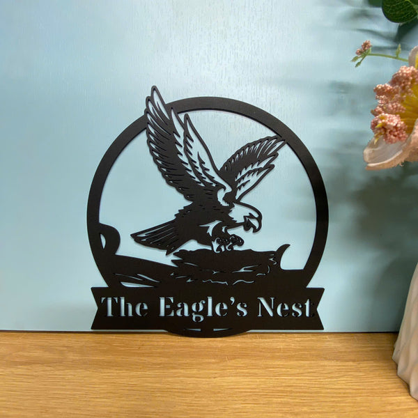 Custom Eagle Nest Metal Wall Art, Personalized Hawk Nest Metal Sign With Name, Wild Eagle Metal Sign, Hawk Nest Mancave Canbin Metal Wall Decor