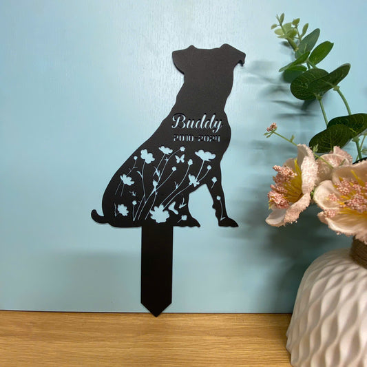 Personalized Staffordshire Terrier Memorial Metal Stake, Dog Loss Metal Garden Sign, Custom Dog Metal Grave Marker, Pet Remembrance Stake