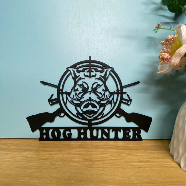 Custom Wild Boar Hunting Metal Wall Art, Personalized Wild Hog Boar Metal Name Sign, Wild Boar Hunting Metal Sign, Boar House Lodge Cabin Metal Decor