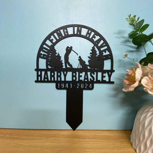 Personalized Golfer Memorial Garden Stake, Custom Golfer Grave Metal Sign With Name, Golfing In Heaven Yard Sign, Golfer Loss Sympathy Metal Sign