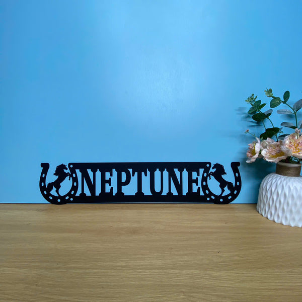Custom Horse Farm Metal Name Sign, Metal Horseshoe With Custom Name Sign, Horse Barn Ranch Metal Farm Sign, Personalized Metal Horse Wall Art