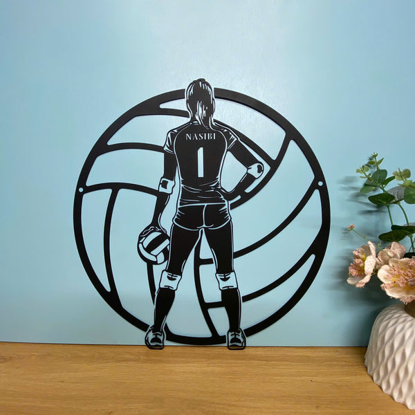 Custom Female Volleyball Metal Wall Art, Personalized Girl Volleyball Player Metal Name Sign Home Decor, Volleyball Sport Metal Wall Hanging Decor