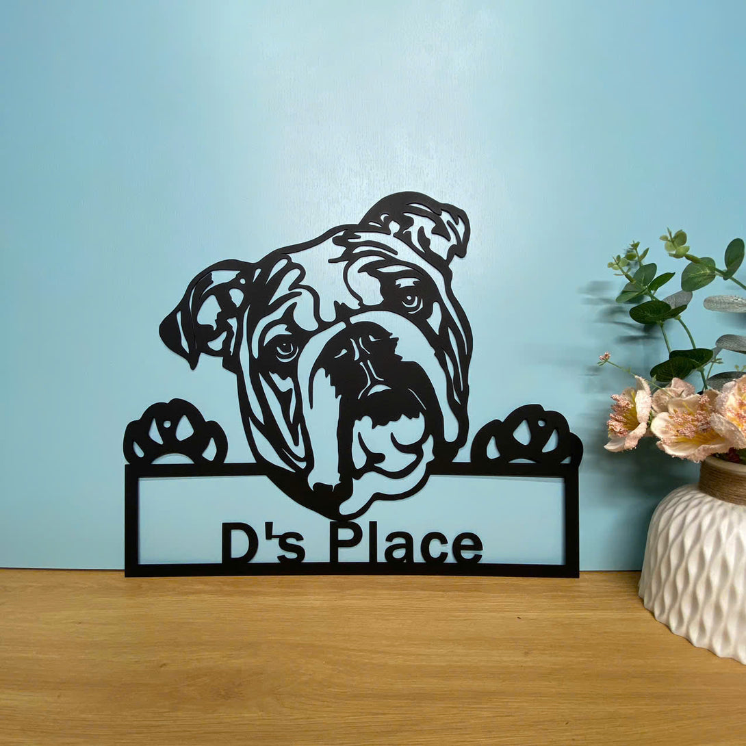 Custom English Bulldog Metal Sign Art, Personalized English Bulldog Metal Name Sign, Bulldog Dog Lovers Metal Wall Art, Custom Your Dog Metal Sign