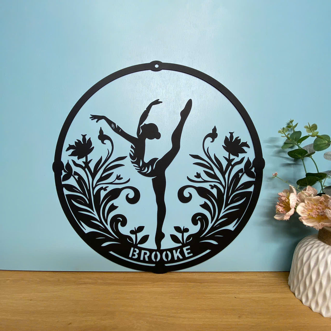 Personalized Ballerina Metal Name Sign, Custom Girl Ballet Dancing Metal Wall Art, Ballet Lover Sign, Ballerina Dance Kid Nursery Metal Wall Hanging