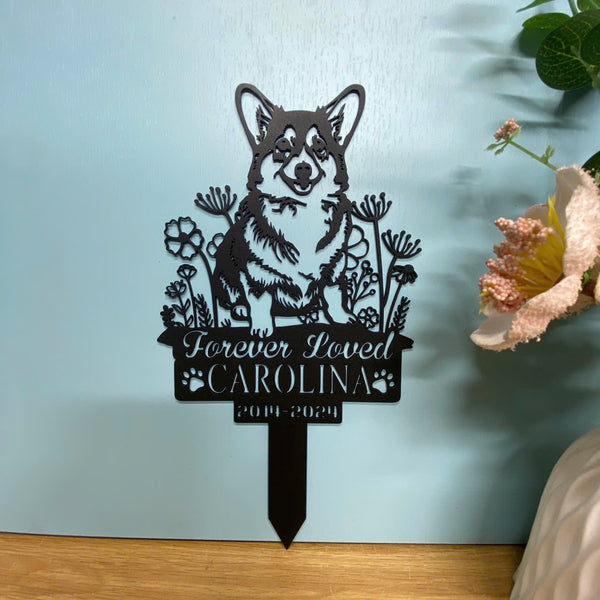 Personalized Pembroke Welsh Corgi Dog Memorial Garden Stake, Pet Loss Remembrance Stake, Dog Memorial Metal Grave Marker, Dog Sympathy Metal Yard Sign