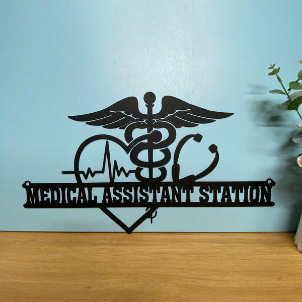 Custom Medical Symbol Caduceus Metal Wall Art, Personalized Doctor Nurse Metal Name Sign, Registered Nurse Logo Metal Wall Sign Decor