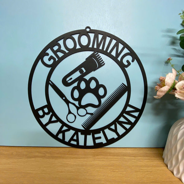 Personalized Pet Grooming Metal Wall Art, Custom Pet Grooming Metal Name Sign, Pet Salon Metal Wall Sign, Pet Spa Metal Sign, Pet Grooming Sign