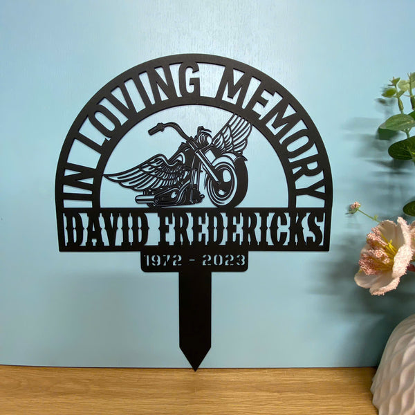 Personalized Motorcycle Biker Memorial Metal Stake, In Memorial Of Biker Motobike Stake, Motorcycle Grave Marker, Biker Remembrance Metal Stakes