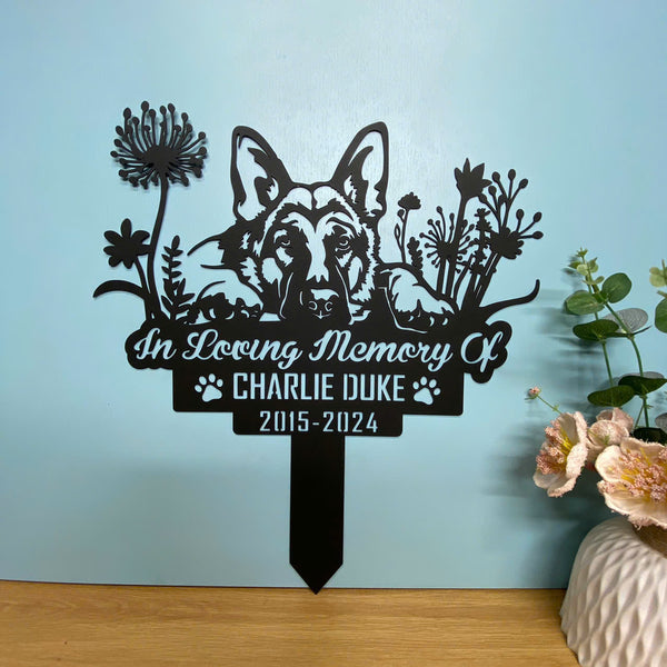 Personalized German Shepherd Dog Memorial Garden Stake, In Loving Memory Of Dog Metal Grave Marker, Metal Dog Yard Sign, Pet Loss Remembrance Stake