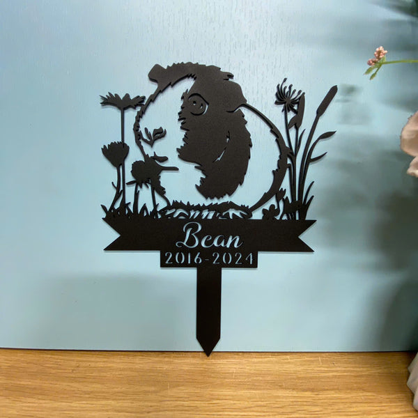 Custom Floral Guinea Pig Memorial Garden Stakes, Guinea Pig Remembrance Stake, Guinea Pig Metal Grave Marker, Metal Hamster Memorial Sympathy Sign