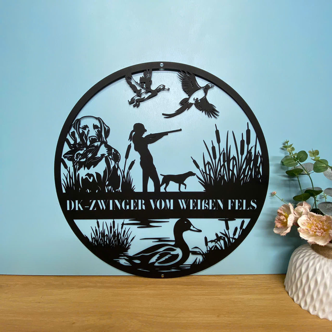 Personalized Duck Hunting Metal Wall Art, Custom Female Hunter Metal Sign, Dog Hunting Metal Sign, Duck Hunting Sign, Hunting With Dog Metal Wall Sign