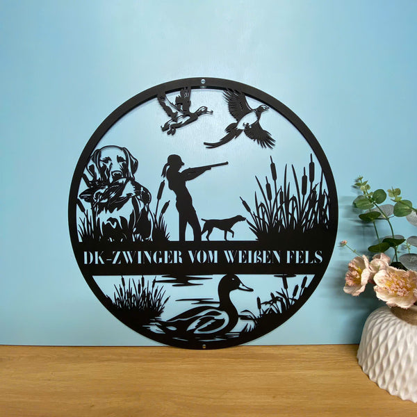 Personalized Duck Hunting Metal Wall Art, Custom Female Hunter Metal Sign, Dog Hunting Metal Sign, Duck Hunting Sign, Hunting With Dog Metal Wall Sign