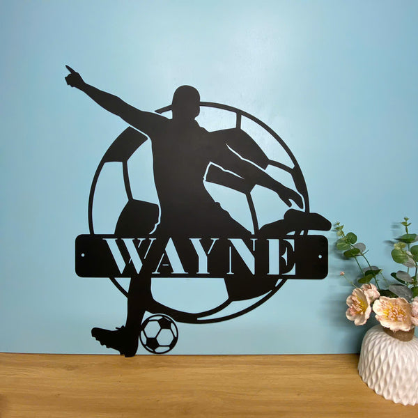 Custom Name Soccer Player Metal Wall Art, Personalized Soccer Player Metal Name Sign, Soccer Ball Metal Wall Hanging Decor, Soccer Sports Metal Sign