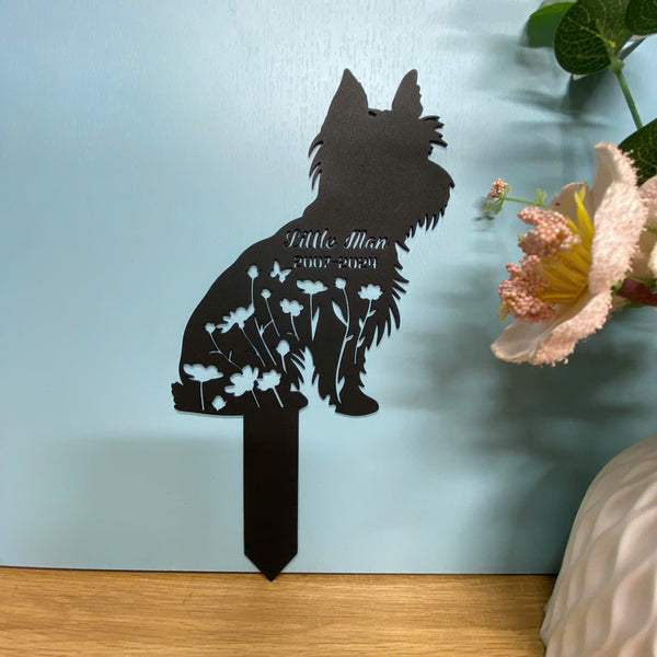 Personalized Yorkshire Terrier Memorial Garden Stake, Custom Dog Memorial Metal Grave Marker, Pet Loss Remembrance Stake, Dog Lovers Metal Yard Sign