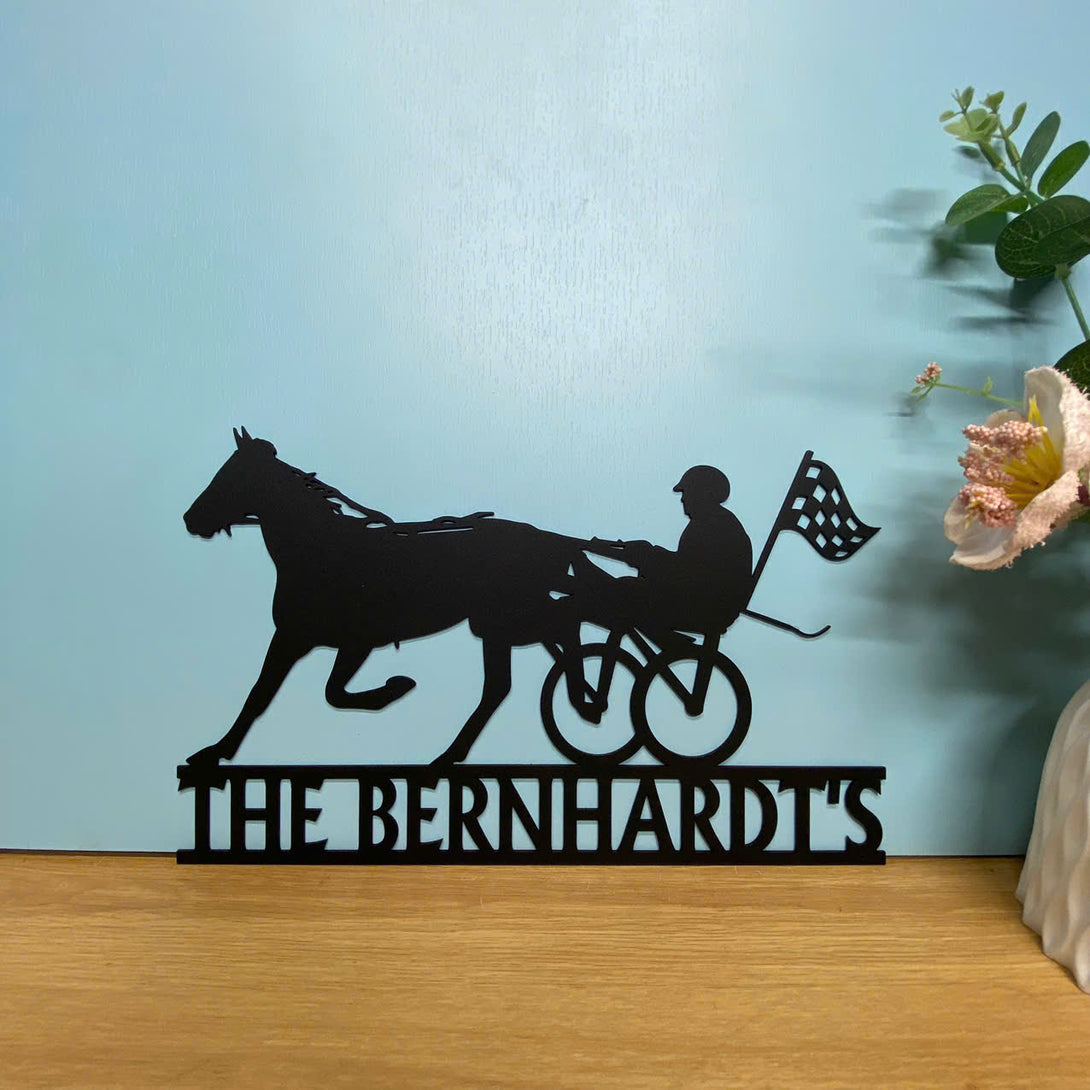 Custom Harness Racing Metal Wall Art, Personalized Harness Racing Horse Metal Sign, Horse Racing Man Cave Metal Wall Sign, Riding Horse Metal Sign