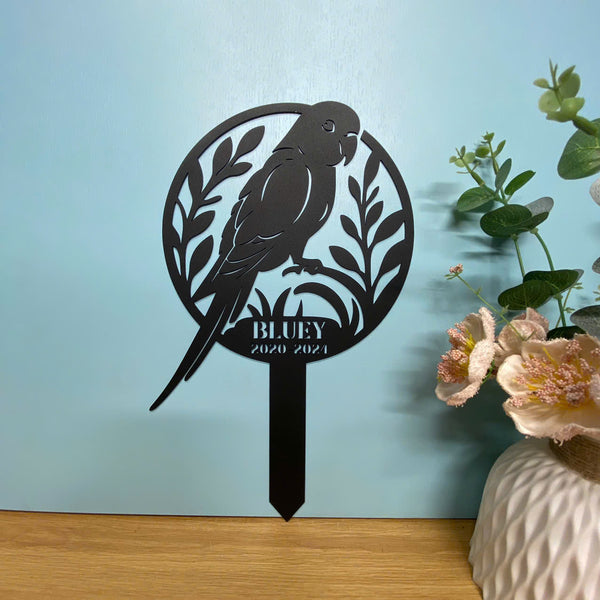 Personalized Parakeet Memorial Metal Sign, Custom Parrot Metal Garden Stake, Pet Loss Remembrance Stake, Bird Metal Garden Decor, Sympathy Sign