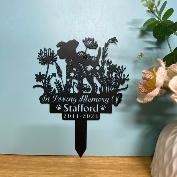 Custom Jack Russell Memorial Metal Stake, Personalized Flowers Dog Metal Garden Stake, Dog Sympathy Sign Metal Yard Decor, Pet Loss Metal Grave Marker