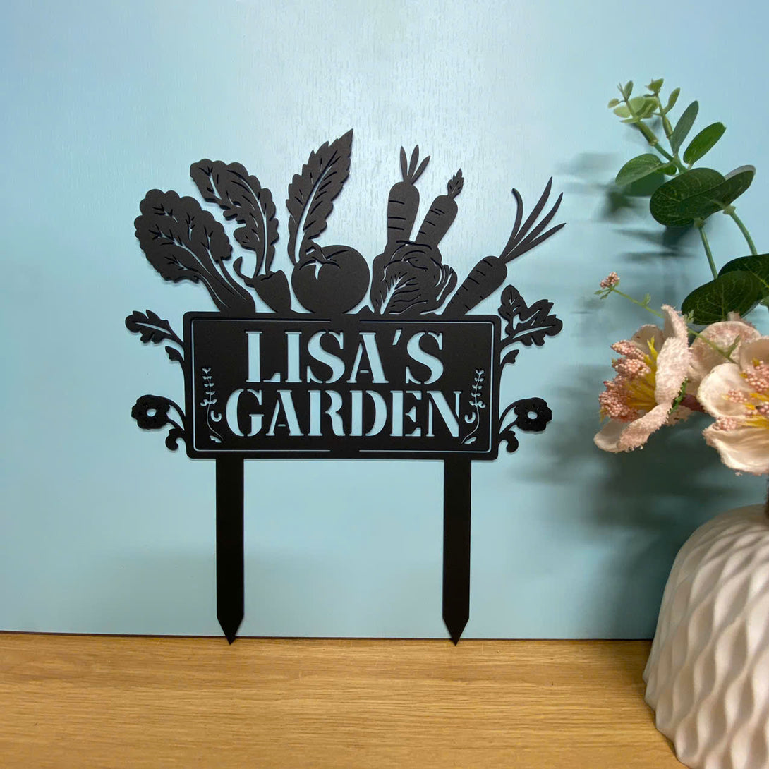 Custom Vegetables Garden Metal Stake, Personalized Gardening Metal Yard Sign, Custom Garden Metal Sign With Stake, Homegrown Metal Garden Sign
