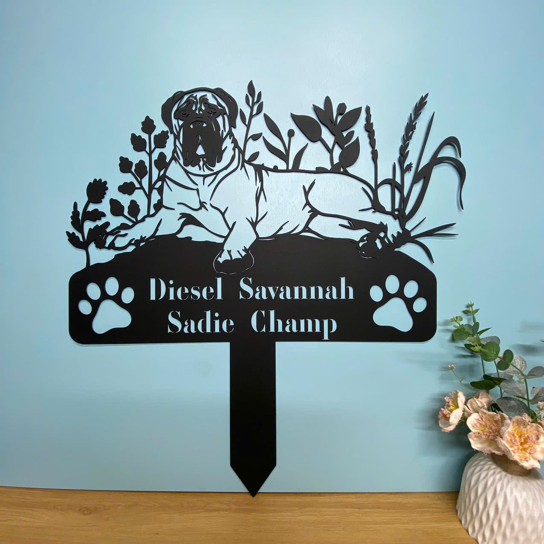 Personalized English Mastiff Dog Memorial Garden Stake, In Loving Memory Of Dog Metal Grave Marker, Pet Loss Remembrance Stake, Metal Dog Yard Sign