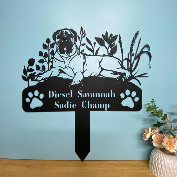 Personalized English Mastiff Dog Memorial Garden Stake, In Loving Memory Of Dog Metal Grave Marker, Pet Loss Remembrance Stake, Metal Dog Yard Sign