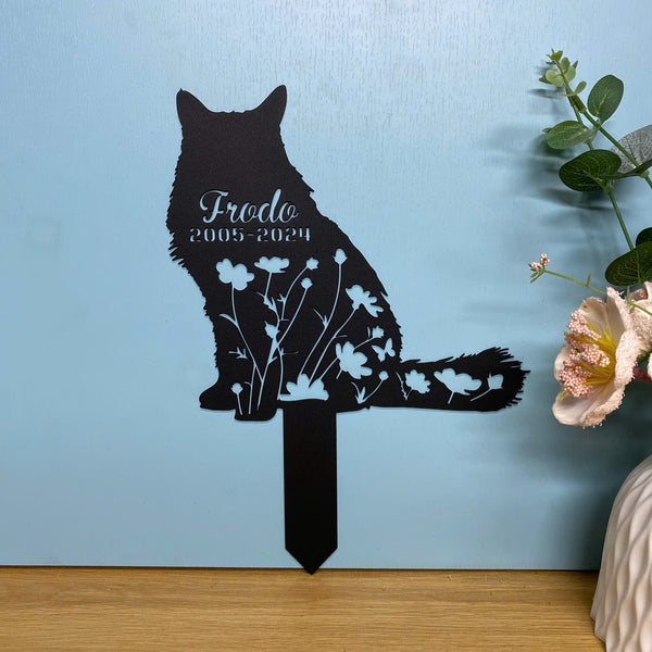 Custom Persian Cat Memorial Metal Plaque With Stake, Personalized Cat Metal Garden Stake,cat Metal Yard Sign, Pet Loss Grave Marker, Remembrance Stake