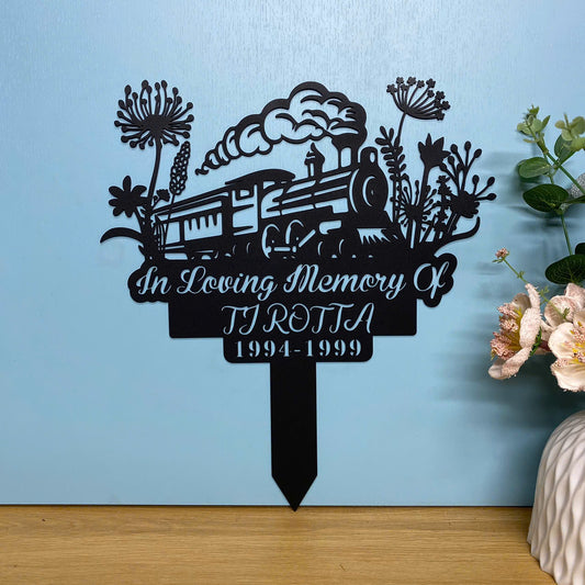 Personalized Train Driver Memorial Metal Stake, Train Metal Stake Sympathy Sign, Train Driver Loss Metal Grave Marker, Dad Loss Remembrance Stake